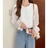 2026 Spring and Autumn New Pleated Chiffon Blouse, Loose and Versatile, Long Sleeve Women's Casual Round Neck Top