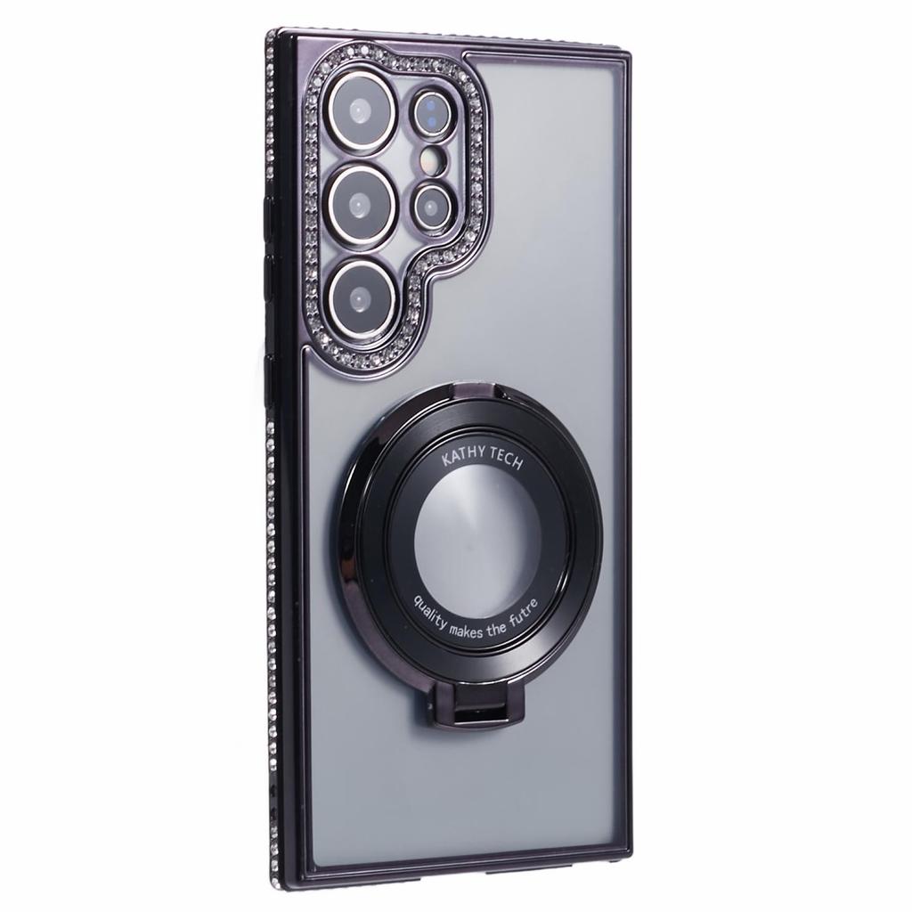 For Samsung Galaxy S24 Ultra Phone Cover Rhinestones Decor Ring Kickstand TPU Back Case