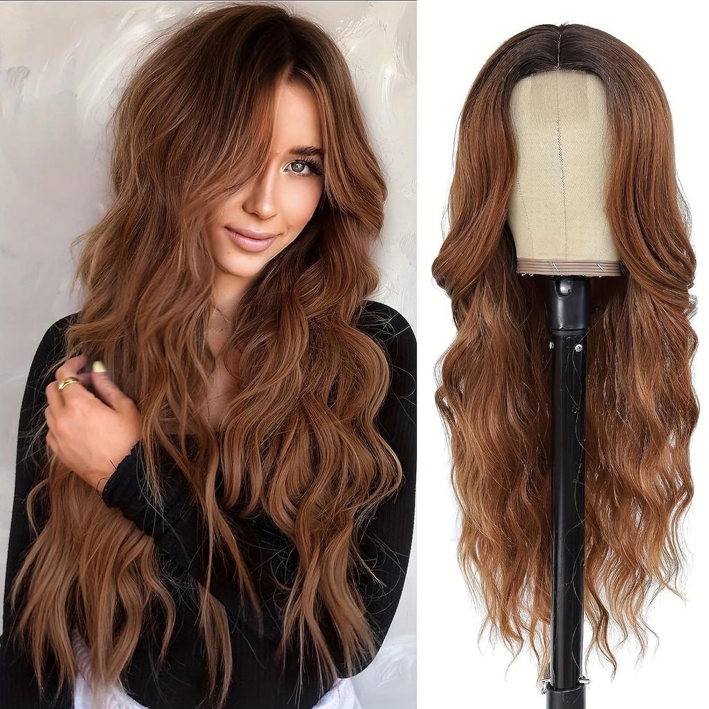 Xuchang European American Wig Women's Front Lace Small Cross Dyeing Long Curled Hair Chemical Fiber Headset Foreign Trade Wigs