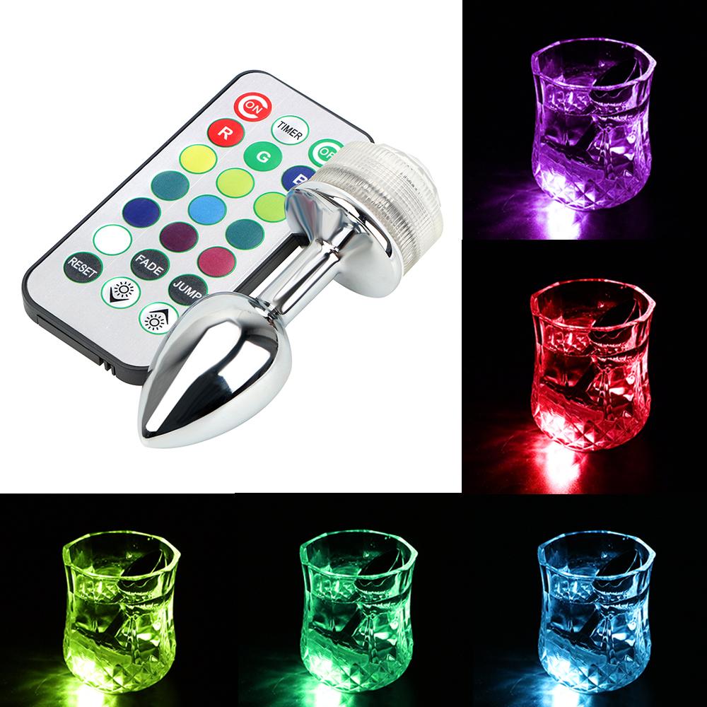 Stainless Steel Butt Plug Remote Control Sex Toys For Couples Prostate Massager LED Light Metal Anal Plug Flirting