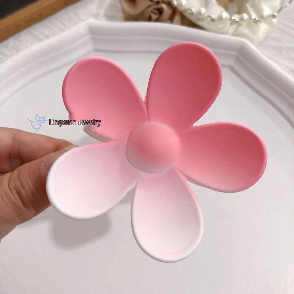 Gradient Pink Hair Clips for Women - 8-Piece Set: Large Claw & Shark Clips, Cross & Square Design