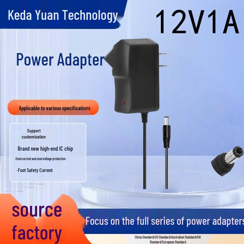 12V 1A Power Adapter for Set-Top Box, Router, Monitor, LED Strip, Power Supply.