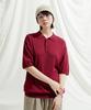 JEMUT Epic Like Linen Short Sleeve Collared Knit Deep Red Sokn2562