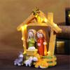 LED Lighted Traditional Christmas Nativity Scene Ornament Set Resins Figurines for Home Table and Fireplaces Decoration