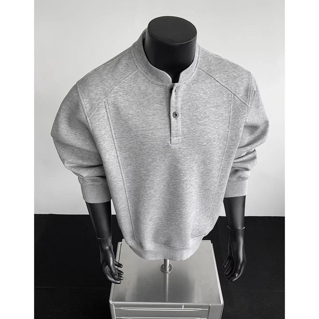 Henry Herren Halbhoher Kragen Sweatshirt: Herbst/Winter Trendiges Langarm-Oberteil, Amerikanischer Cleanfit, Ohne Kapuze.