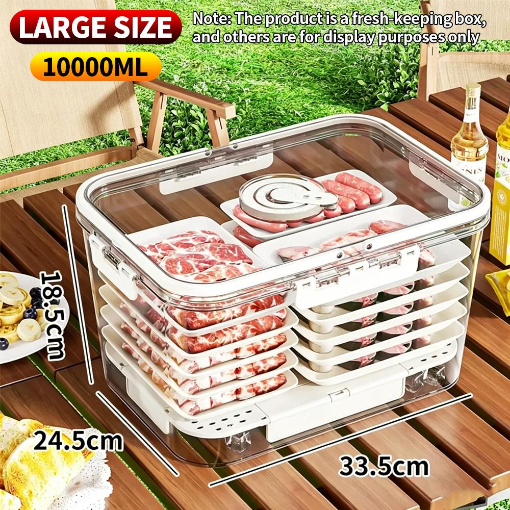 Multifunctional Fresh-Keeping Box with Handle, Sealed Food Container for Home & Outdoor Camping, Fruit & Meal Prep