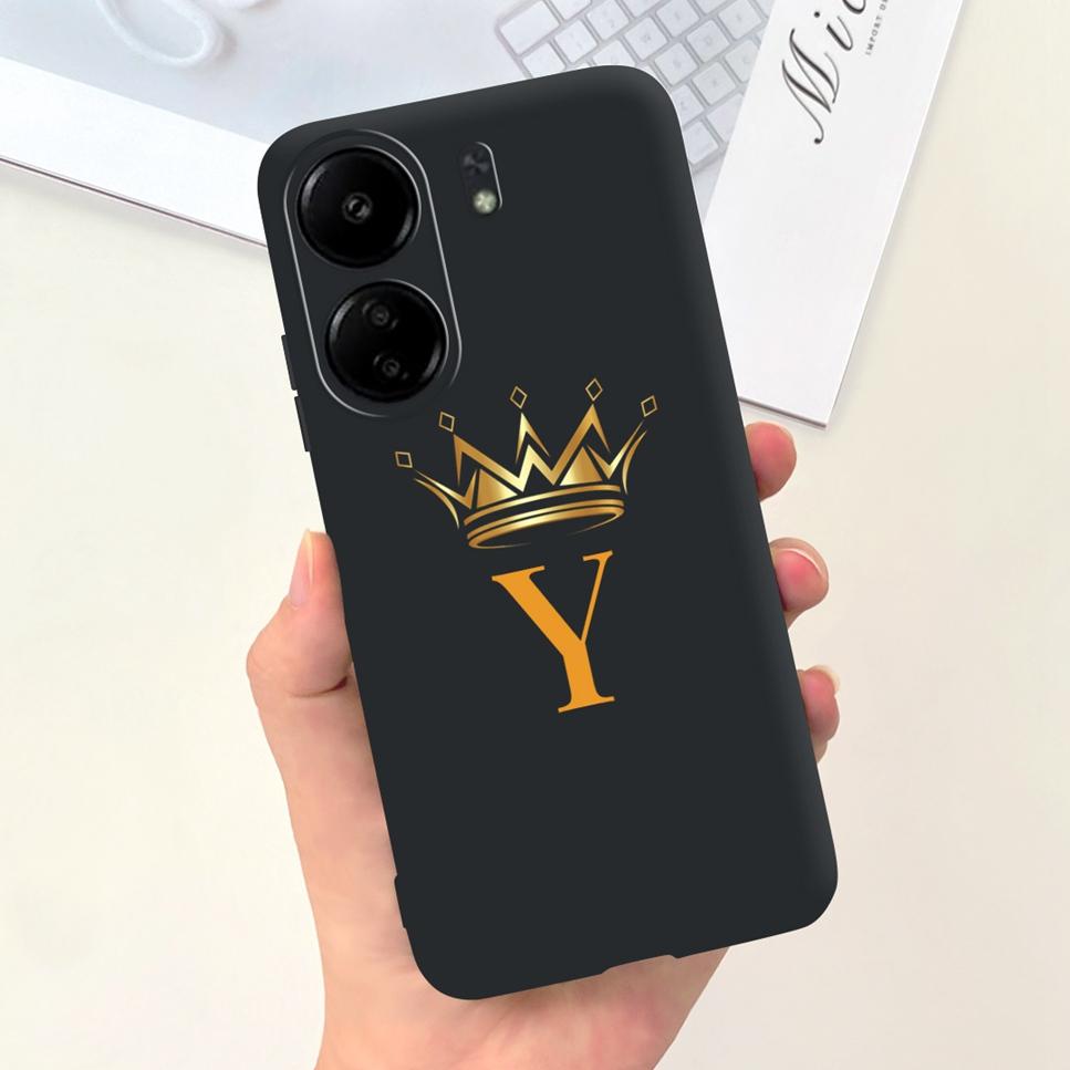 New For Redmi 13C 4G Case Fashion Design Letter Flower Luxury Crown Soft Silicone Back Cover For Xiaomi Redmi13C 13 C Phone Case
