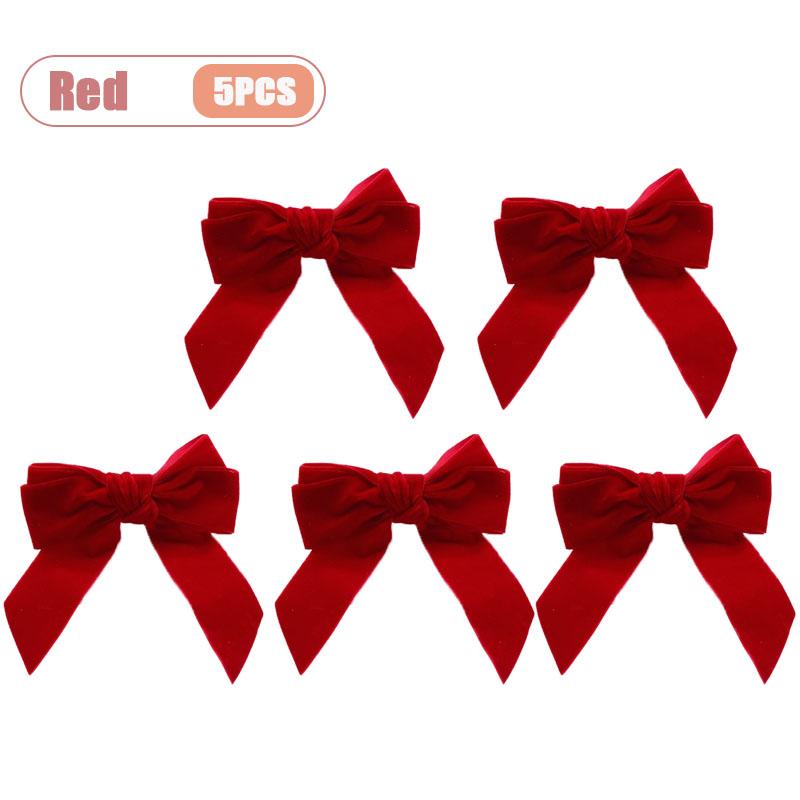Holiday Christmas Bow Napkin Rings Red and Green Velvet Napkin Holders Festive Table Setting Tissue Rings for New Year