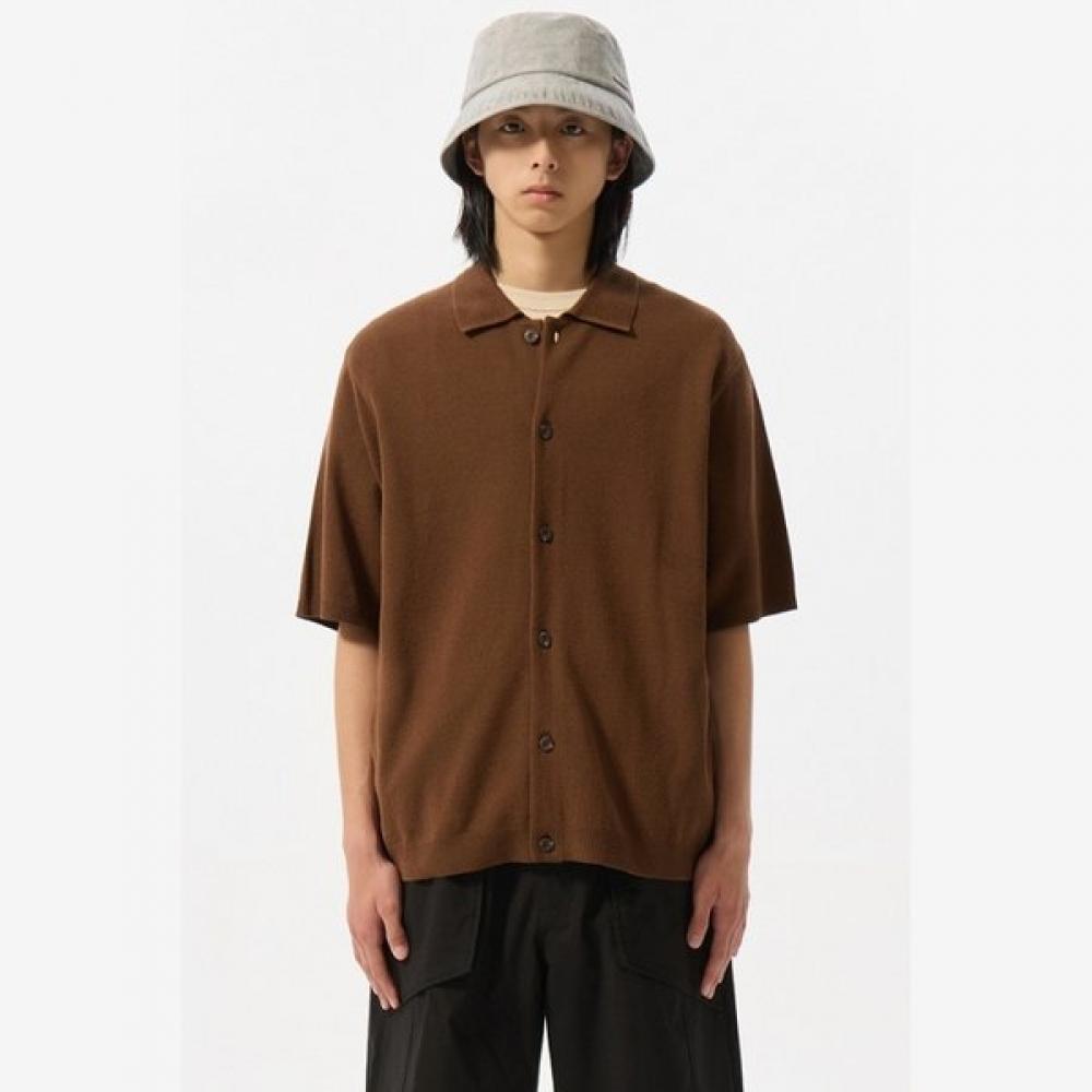 Customellow Brown Soft Half Sleeve Cardigan Cwwam25311brx