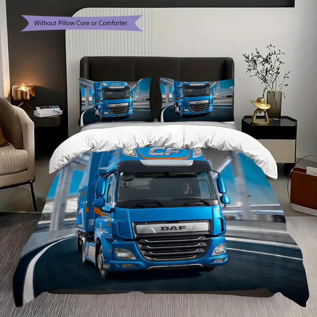 Biancheria da letto Dinamica Blu Camion Autostrada (1 * copripiumino + 2 * federa, senza nucleo) Set biancheria da letto 2D Piatto Regalo di Natale Compleanno Morbido e Confortevole