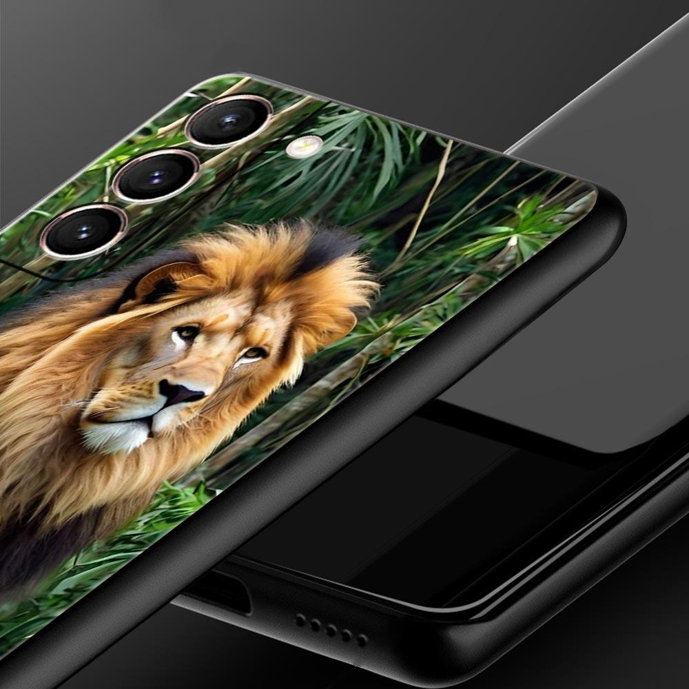 Lion King Animal Phone Case For Samsung Galaxy S26 Ultra S25 Plus S24 FE S23 S22 5G S21 S20 Cover Black Soft