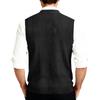 Herr V-ringad Ärmlös Stickad Koftaväst