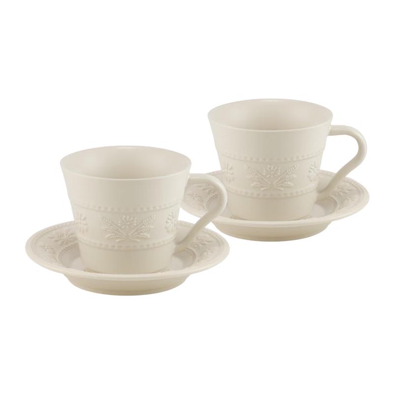 Коллекция керамической столовой посуды Staub Daisy Oat White 2-Person 4-Piece Afternoon Tea Set