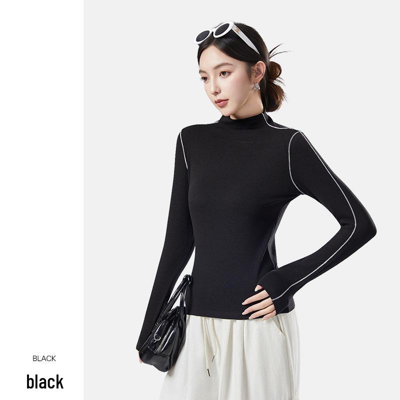 Autumn & Winter Women's Antibacterial Slimming V-neck Stand Collar Long Sleeve Thermal Top