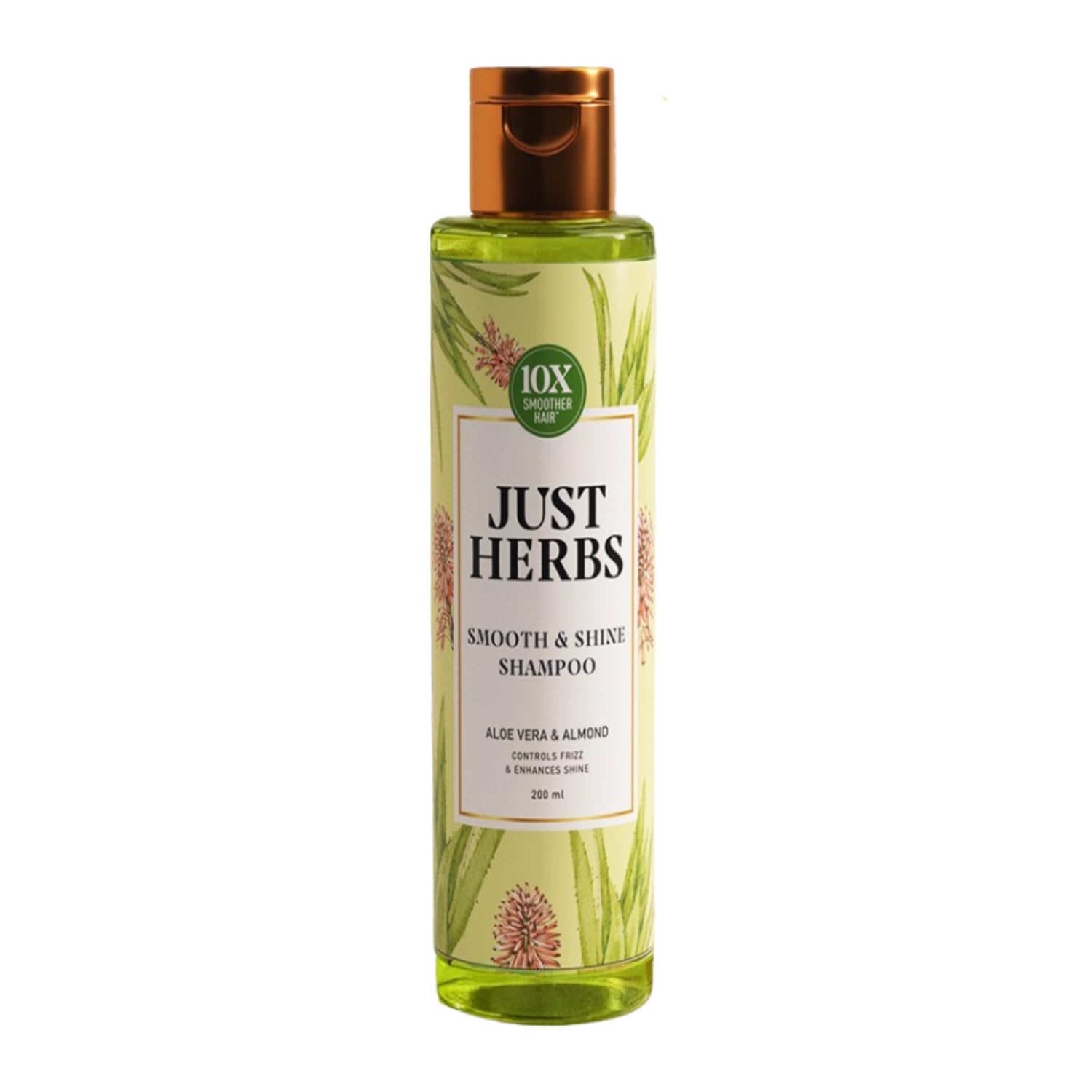 

Just Herbs Smooth & Shine Shampoo for Dry and Frizzy Hair| Aloe Vera, Almond, Rice Protein & 12 Herbs | 10X Smoother Hair From First Wash | Ayurv