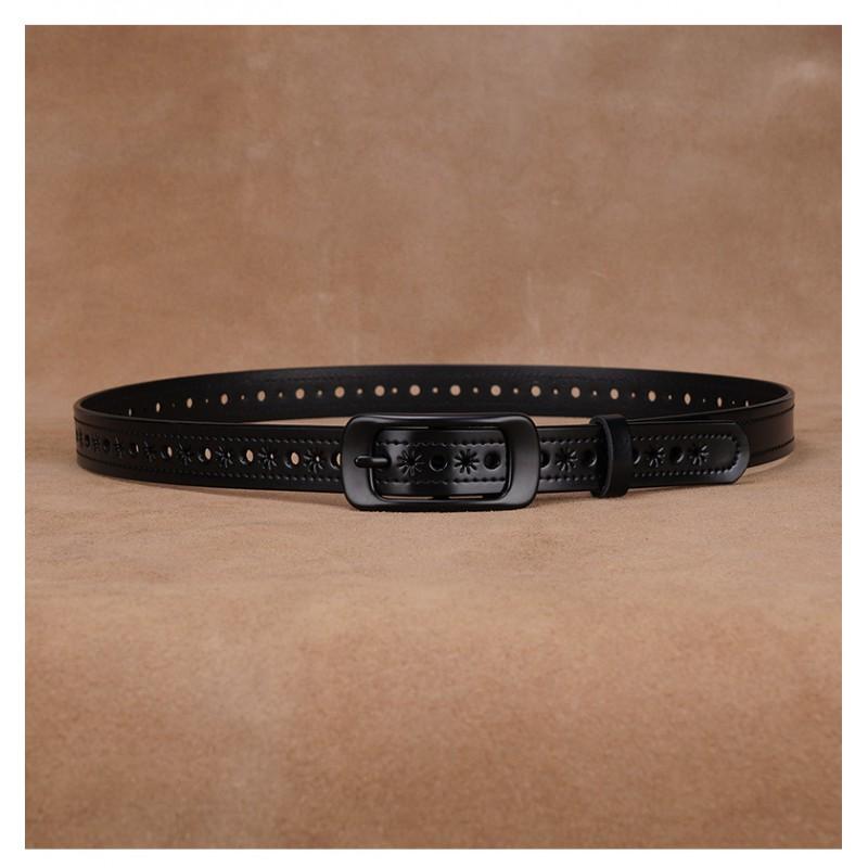 Womens Genuine Leather Belt With Pin Buckle Adjustable No-Hole Design Retro Chic Waistband Jeans Dresses
