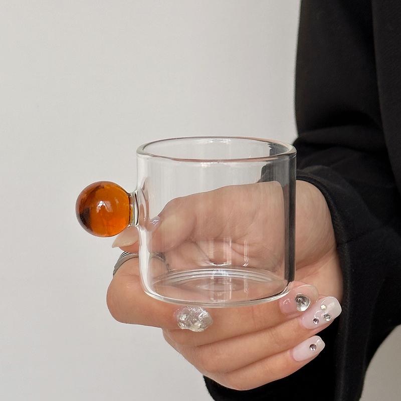 

Korean Style Glass Ball Belt with Cute Milk Cup Concentrated Italian Latte Coffee Cup for Extraction