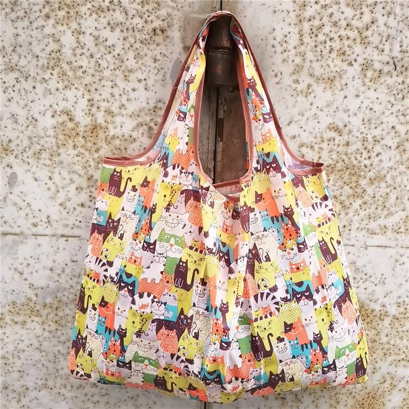 Eco-friendly Foldable Shopping Bag – Japanese & Korean Cartoon Design, Portable and Sturdy