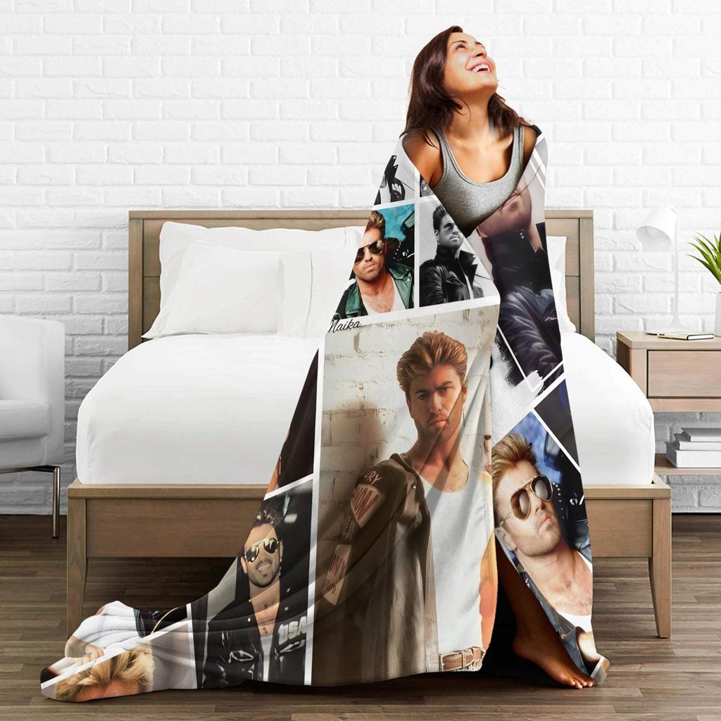 George Michael Music Blanket Quality Warm Soft  Throw Blanket Winter Travel Office Couch Chair Sofa Bed Fashion Bedspread
