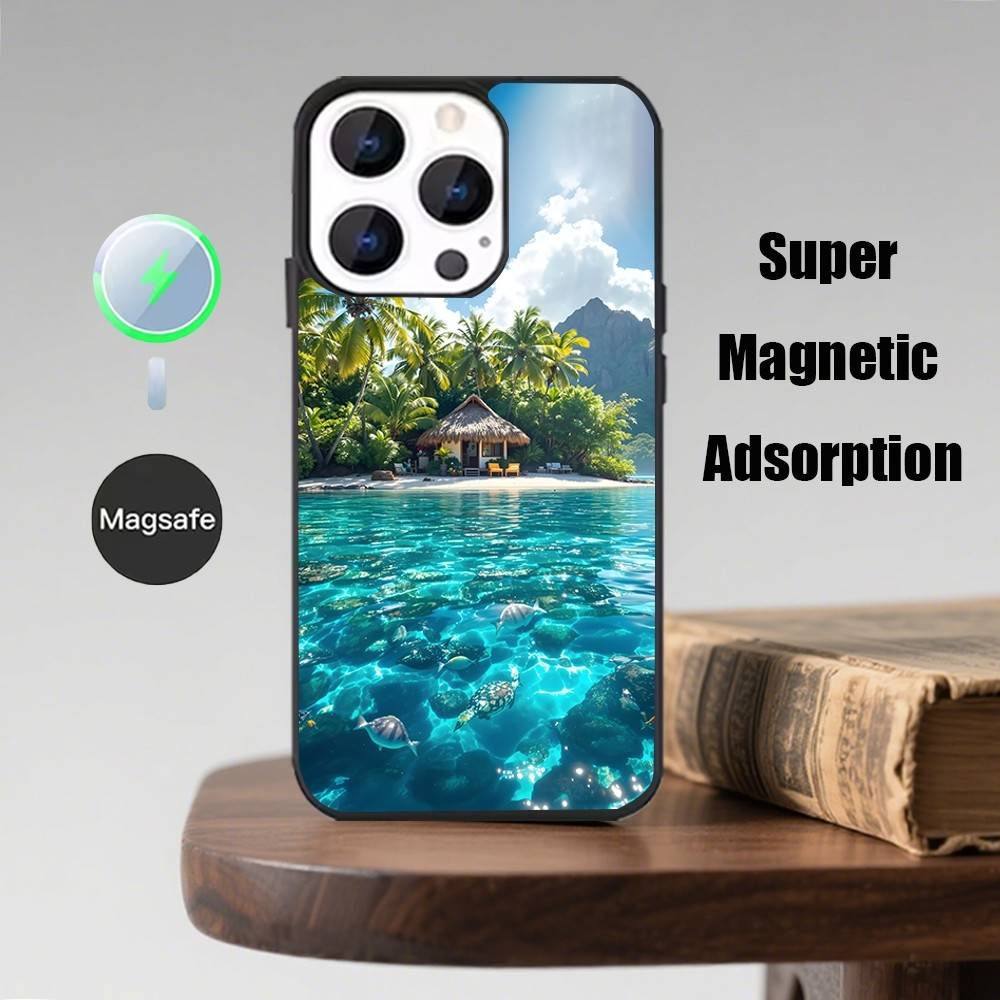 Sea Tropical Palm Trees Beach Phone Case  For iPhone 17,16,15,14,13,12,Pro,Max,Plus,Mini,Magsafe,Magnetic Wireless Charging Case