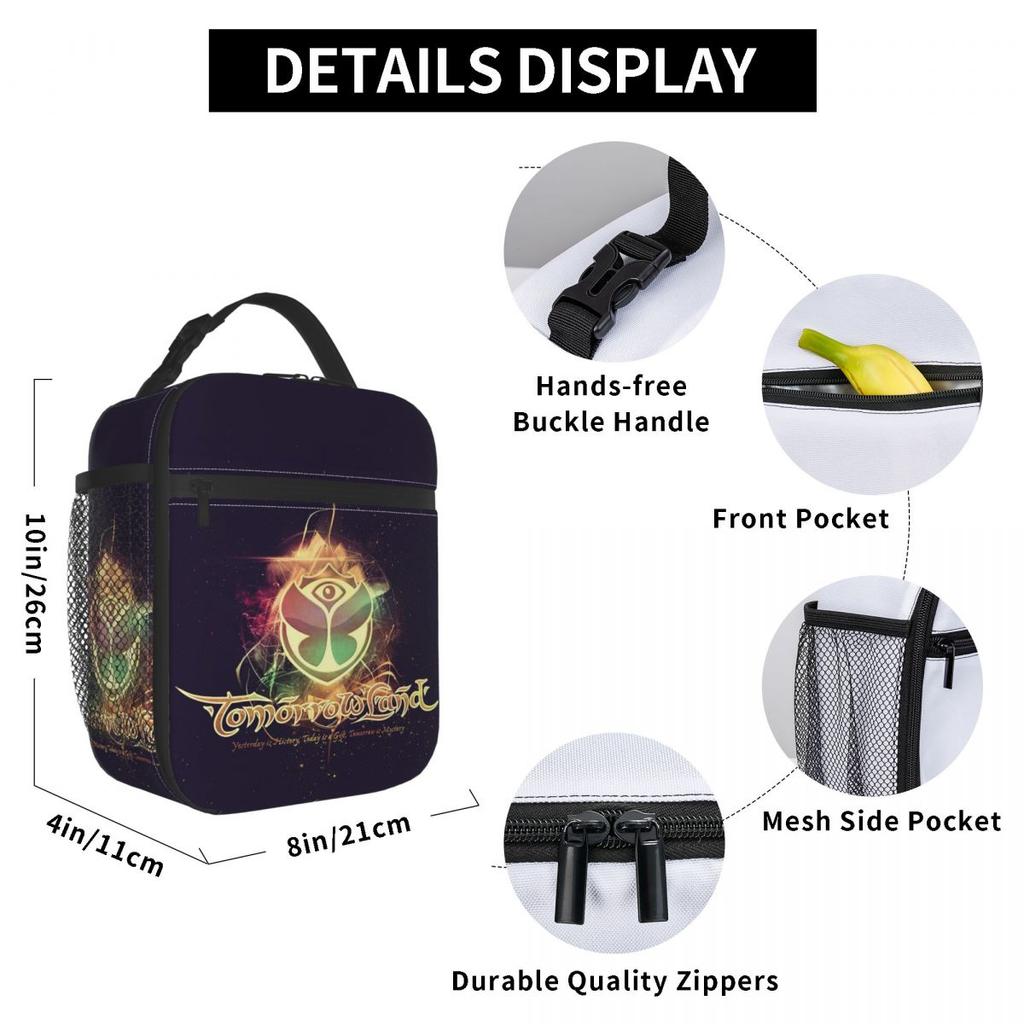 Tomorrowland Belgian Electronic Dance Music Festival Insulated Lunch Bag for Women Kids Food Boxes Thermal Lunch Box Tote