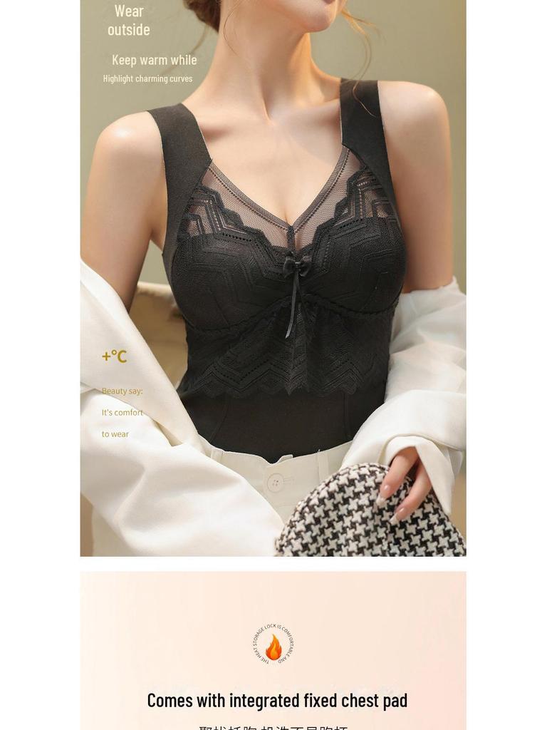 Women's Lace Wool Silk Heated Seamless Slimming Vest