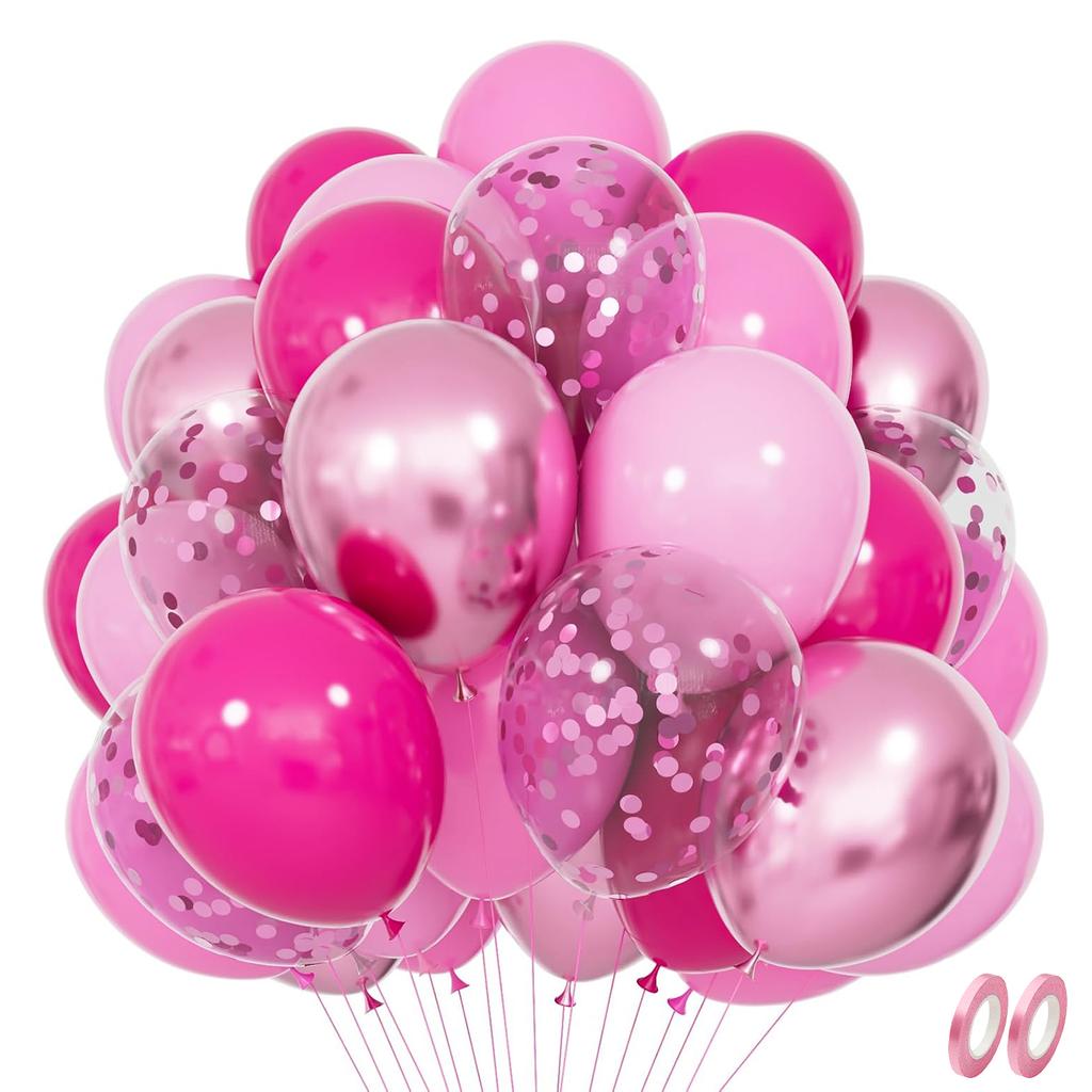 12inch-68pcs Pink Gold and Purple with Confetti Balloon Set Suitable for Weddings Birthday Spopular Parties Decoration Balloon