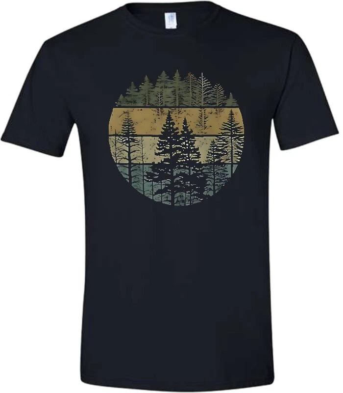 Pine Tree Forest Black T Shirt XL