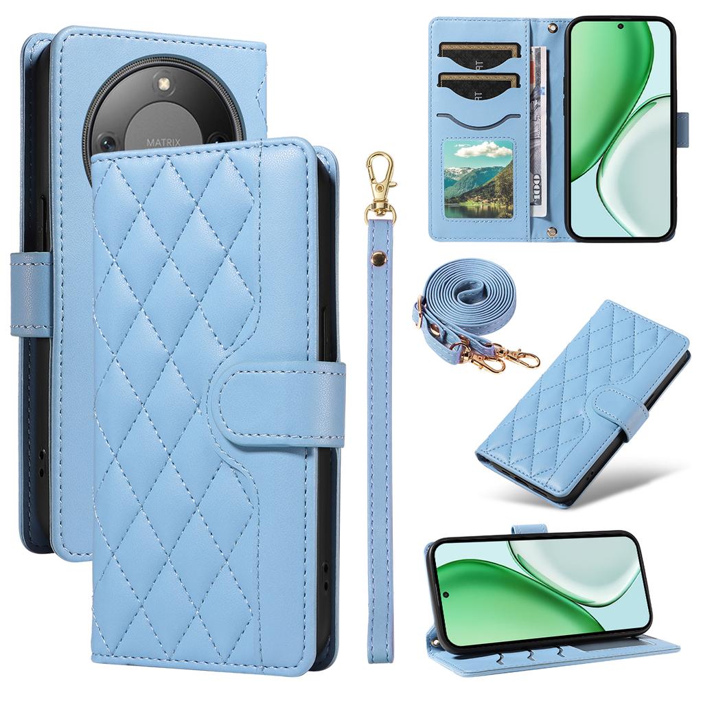 For Honor Magic8 Lite 5G/X9d 5G/X70 5G Wallet Case Rhombus Leather Phone Cover with Strap