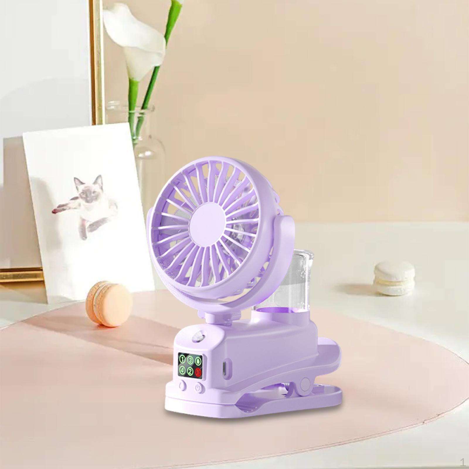 

Вентилятор с клипсой Охлаждающий спрей Противоскользящий Многофункциональный Декор Мини-распылитель Портативный для улицы Общежития фиолетовый