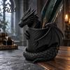 Unique Dragon Ornament 3D Printed Gothic Pen Holder, Coiled Figurine Stationery Cup, Creative Pencil Cup Fantasy Desk Organizer, Halloween Tabletop
