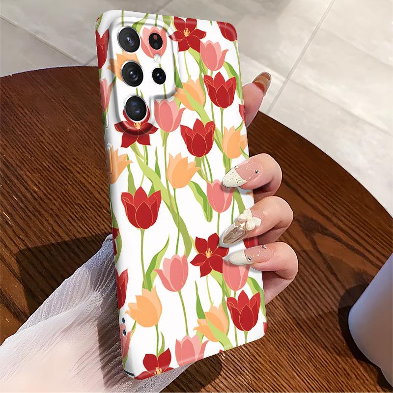 Color Tulip Flower Suitable for Samsung S24 Mobile Phone Case A55 Ultra-thin Film Mobile Phone Case S25u Hard Case