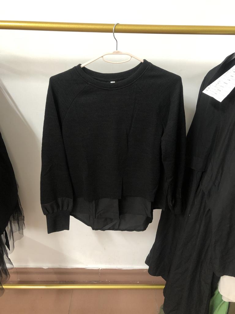 La modă pentru femei, de culoare uni, subțire, versatil, fals, din două piese, cu mânecă lungă, set de două piese, top și fustă