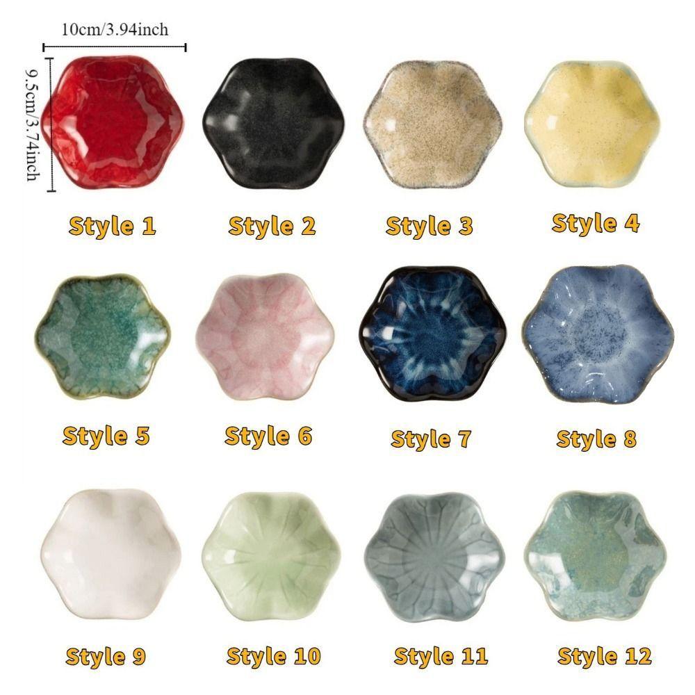 Japanese Style Ceramic Dipping Dish Lotus-shaped Sauce Dish Decorative Mini Fruits Bowl Restaurant