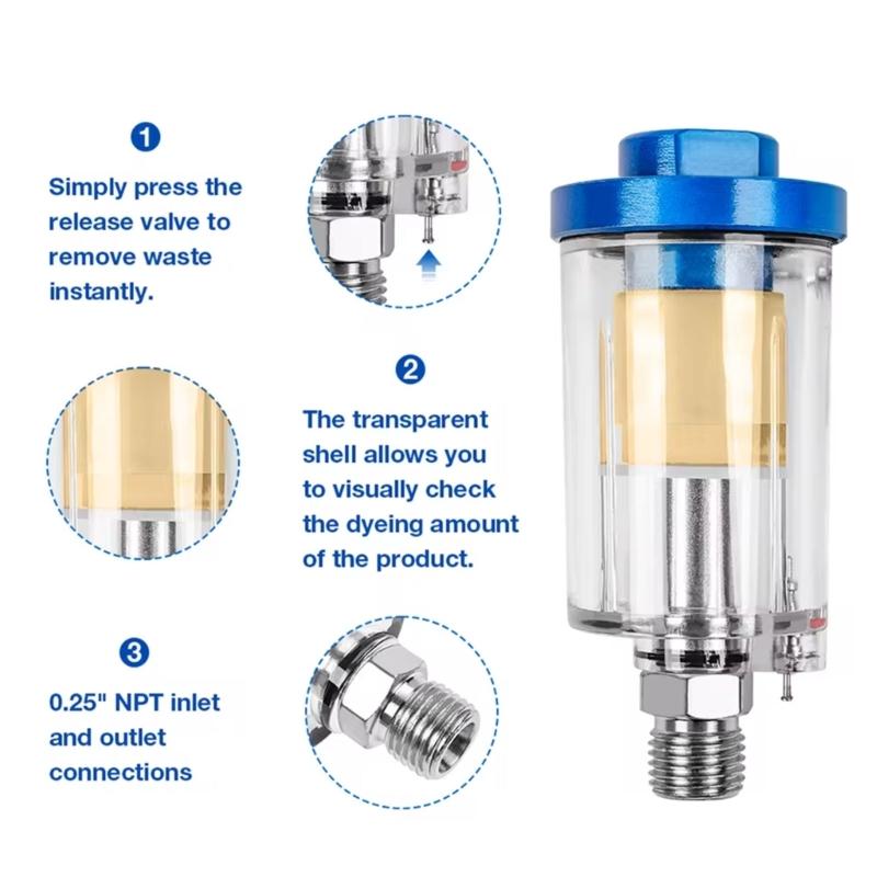 1/4inch NPT Professional Oil Water Separation Filter Pneumatic Parts for Sprays Paint Air Line Compressor Fitting