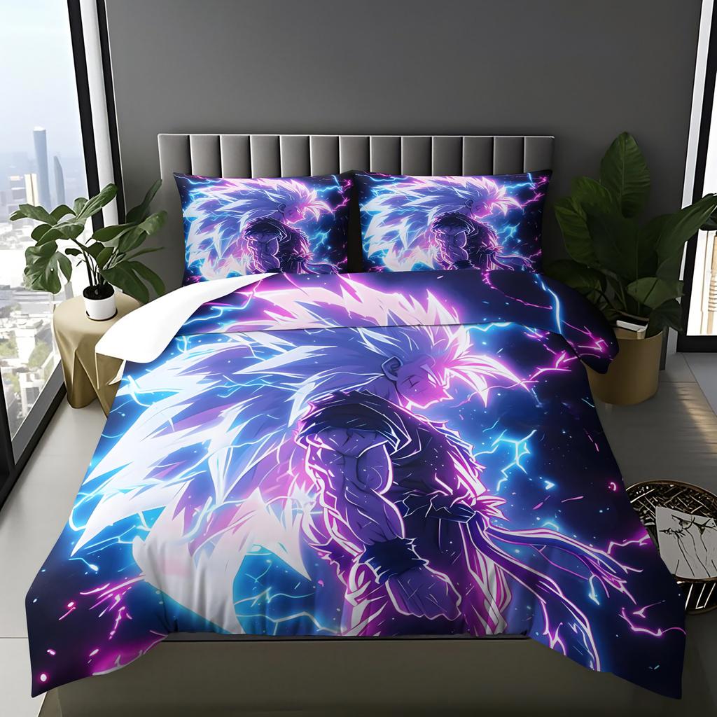 Hot Anime D-Dragons-Balls Series Bedding, Soft and Breathable Duvet Cover and Pillowcase, Suitable for Teen Bedroom Decoration
