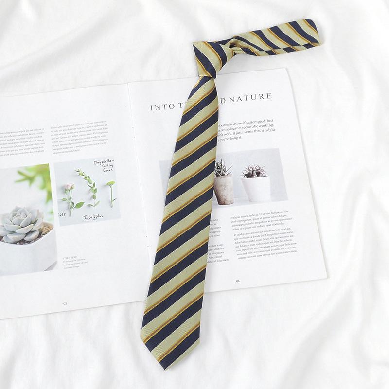 Lemon Sea Salt Plaid School Uniform Tie - Handmade Japanese Academy Style for Men & Women