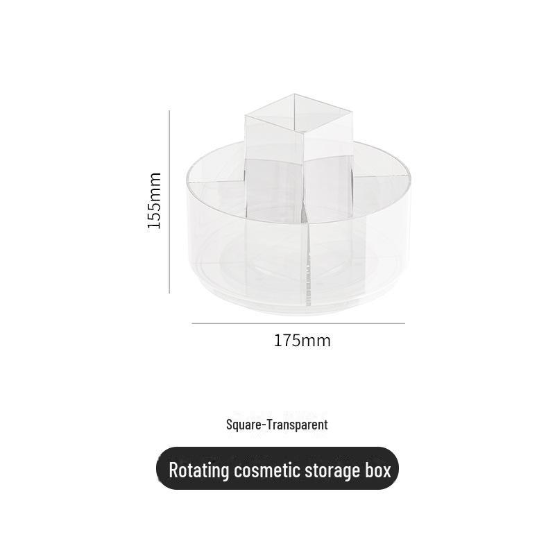 

Вращающийся органайзер для косметики Aijada для туалетного столика - Ящик для хранения помады и аксессуаров single layer square YM/6613 прозрачный
