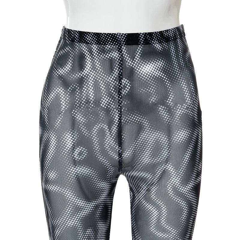 Waist High Women Summer Pants Pants Ladies Beach Sexy Seethrough Floralprint Trousers