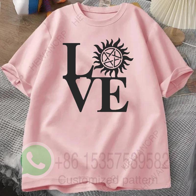 Supernatural Love Mens TShirt Mens Tracksuit Letter Printed Summer Casual Sportswear Round Neck Shortsleeved Cotton Pullover