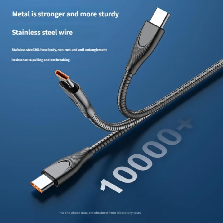 Fast Charging 65W USB To USB C Male to Male Cable Tip Metal Braided Power Delivery Connector Data Cord For Phone Accessories