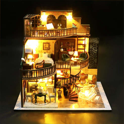 Fashion Alley Miniature Dollhouse Kit, Tsukumukaku, Handmade Kit for Beginners, Includes Acrylic Case (M2132Z)