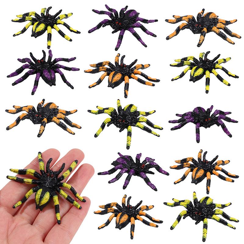 5Pcs Realistic Plastic Spiders Happy Halloween Party Spider Web Home Decoration Kids Trick Toys Haunted House Horror Props