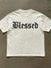 Plus Size White T-Shirt Light And Comfortable Summer T-Shirt for Men with a Round Crew Neck And a Blessed Print, Plus Size