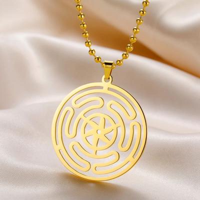 Dawapara Rad der Hekate Halskette Dreifache Mondgöttin Anhänger Alter Segen Talisman Edelstahl Schmuck
