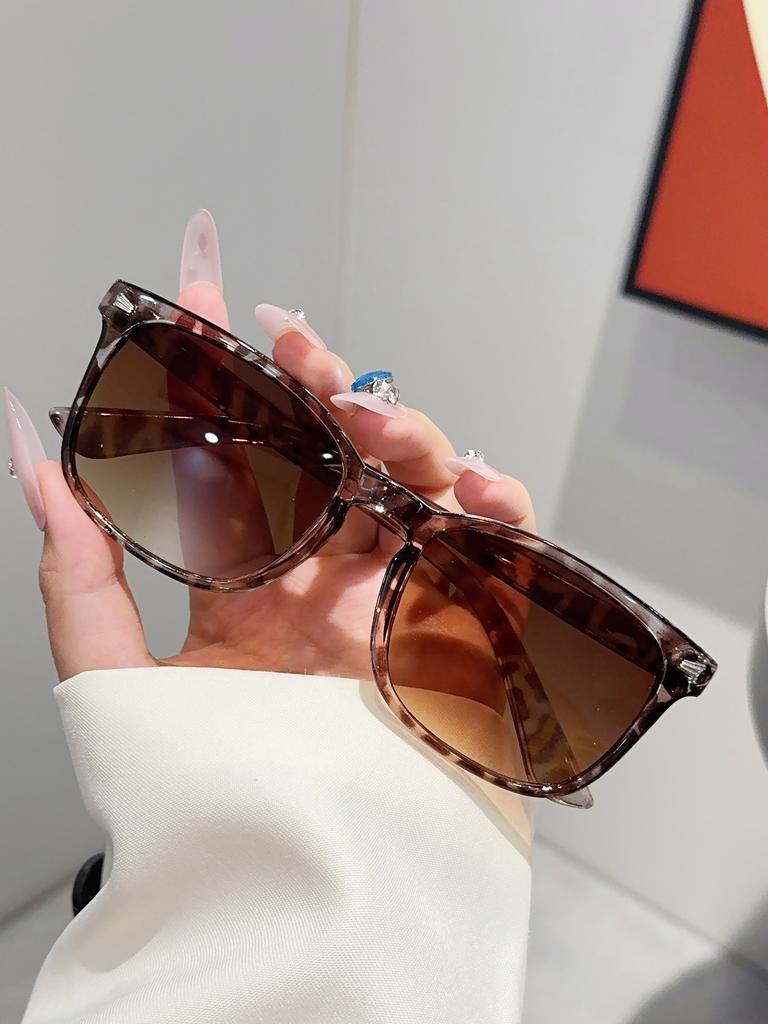 1Pc Fashionable and Trendy Basic Sunglasses, Retro Simple Large Square Frame, Suitable for Daily Wear and Driving