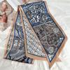 Silk scarf female blue knight print temperament mulberry silk silk scarf thin narrow long double-sided scarf streamer