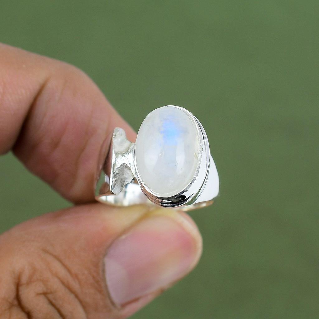 Rainbow Moonstone Ring 925 Sterling Silver Ring Handmade Jewelry Beautiful Gemstone Ring Gift For Love Silver Jewelry Available In Ring Size