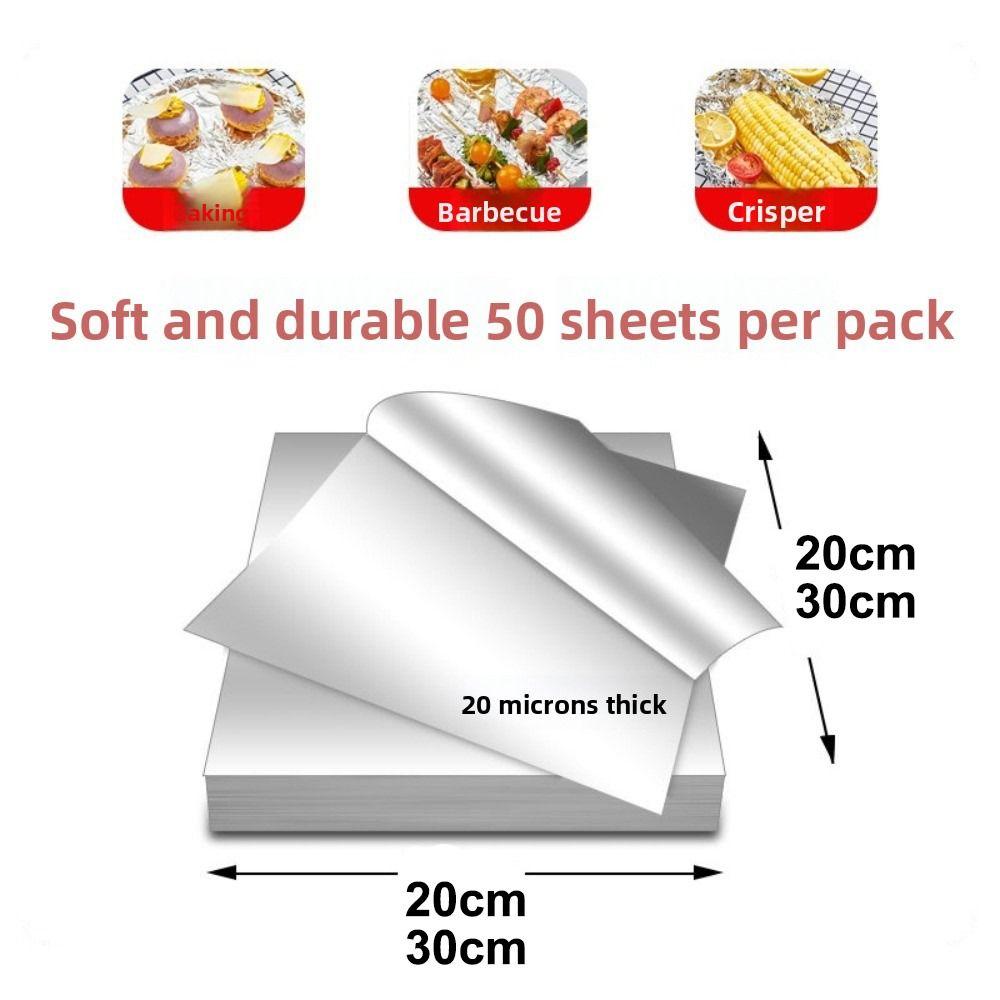 50pcs Square Aluminum Foil Paper Disposable Tin Foil Paper New Kitchen Baking Tool  Barbecue