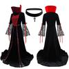 Witch Costume Dress Women Halloween Cosplay Stage Performance Medieval Fantasy Outfit With Collar